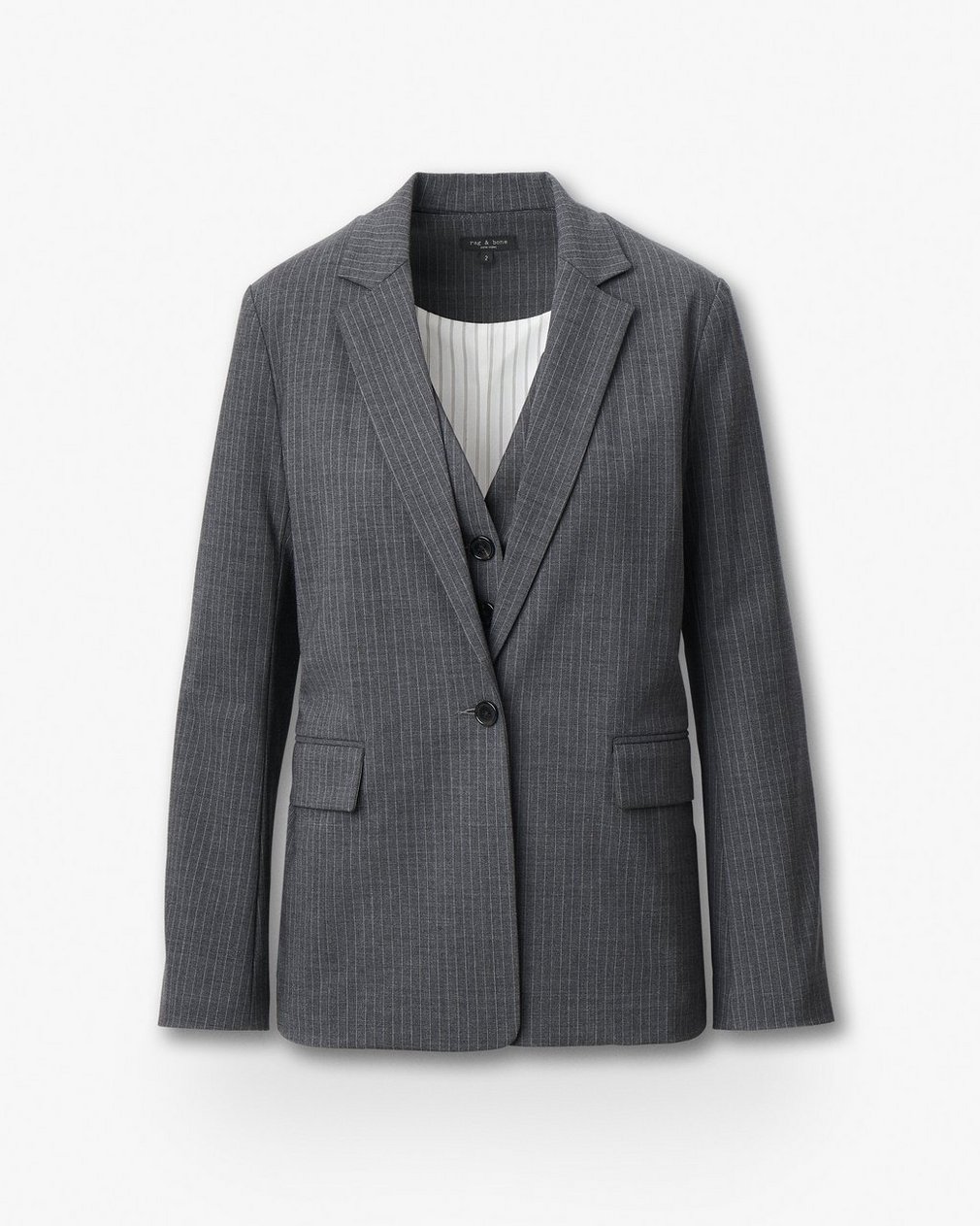Jennifer Striped Two-in-One Blazer Grey Stripe - Image 2