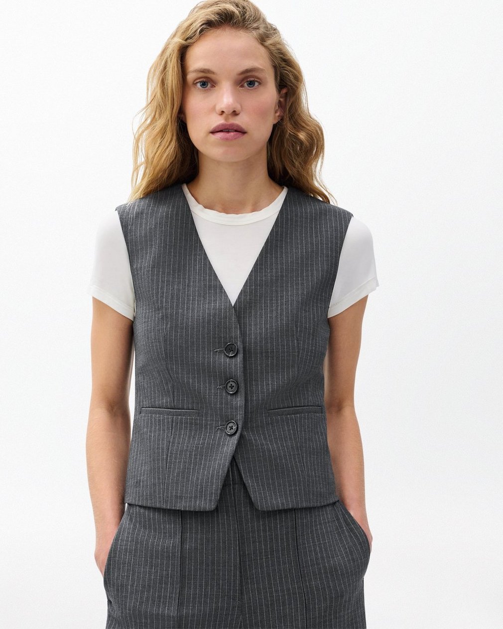Jennifer Striped Two-in-One Blazer Grey Stripe - Image 4