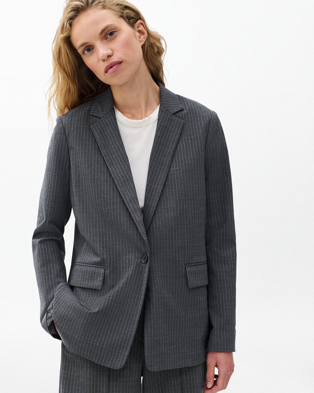 Jennifer Striped Two-in-One Blazer Grey Stripe - Image 5