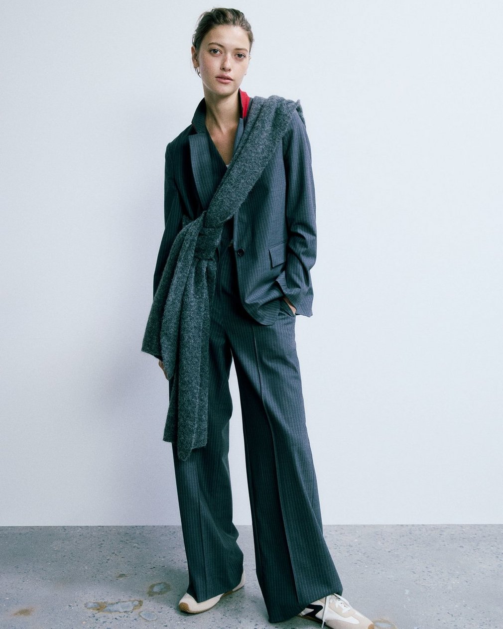 Jennifer Striped Two-in-One Blazer Grey Stripe - Image 8