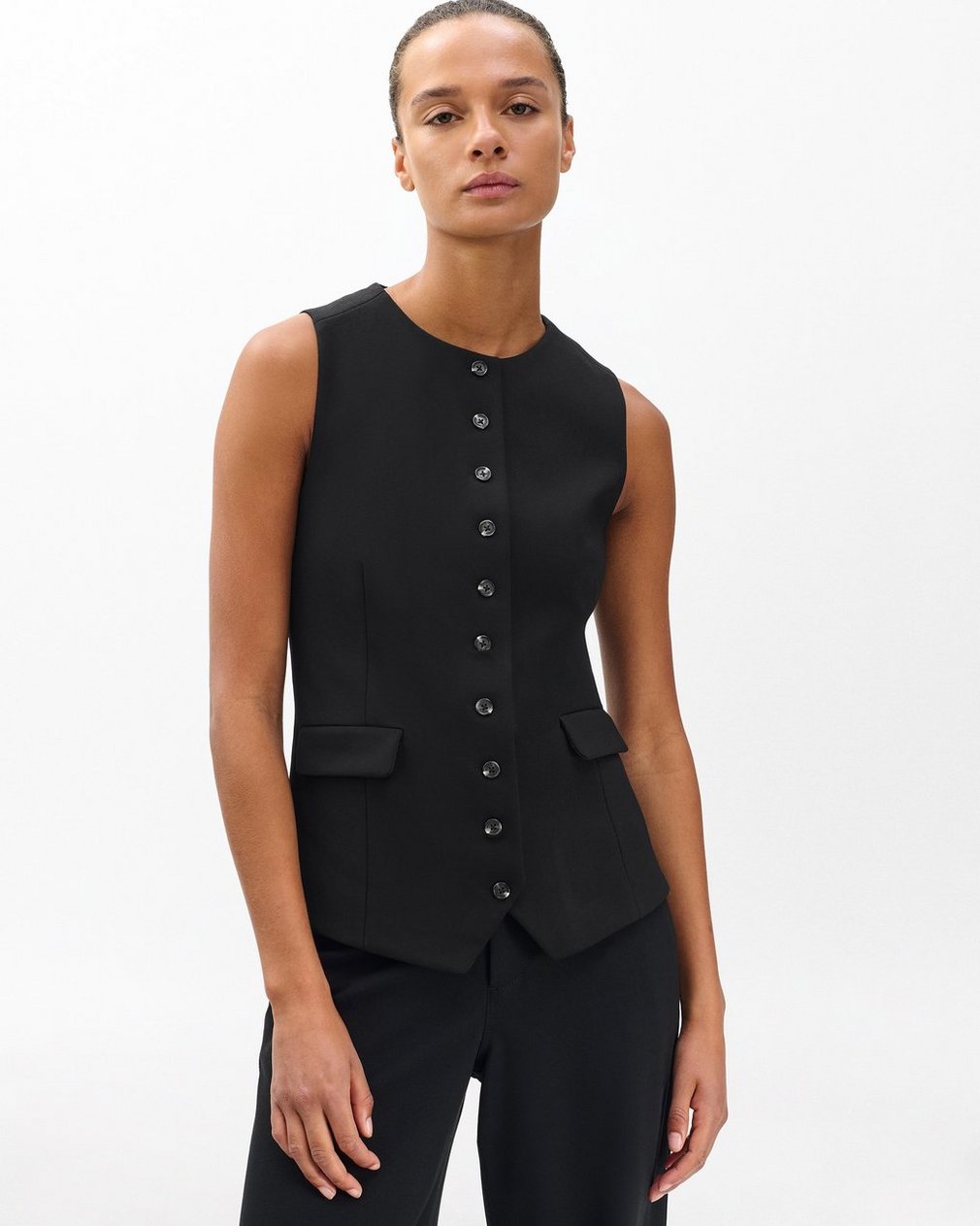 Irina Long Vest Black