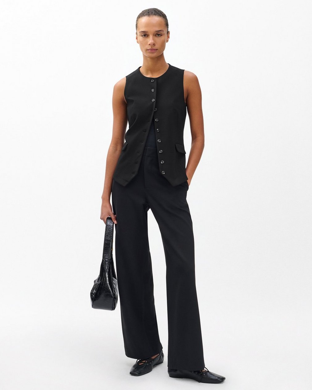 Irina Long Vest Black - Image 2