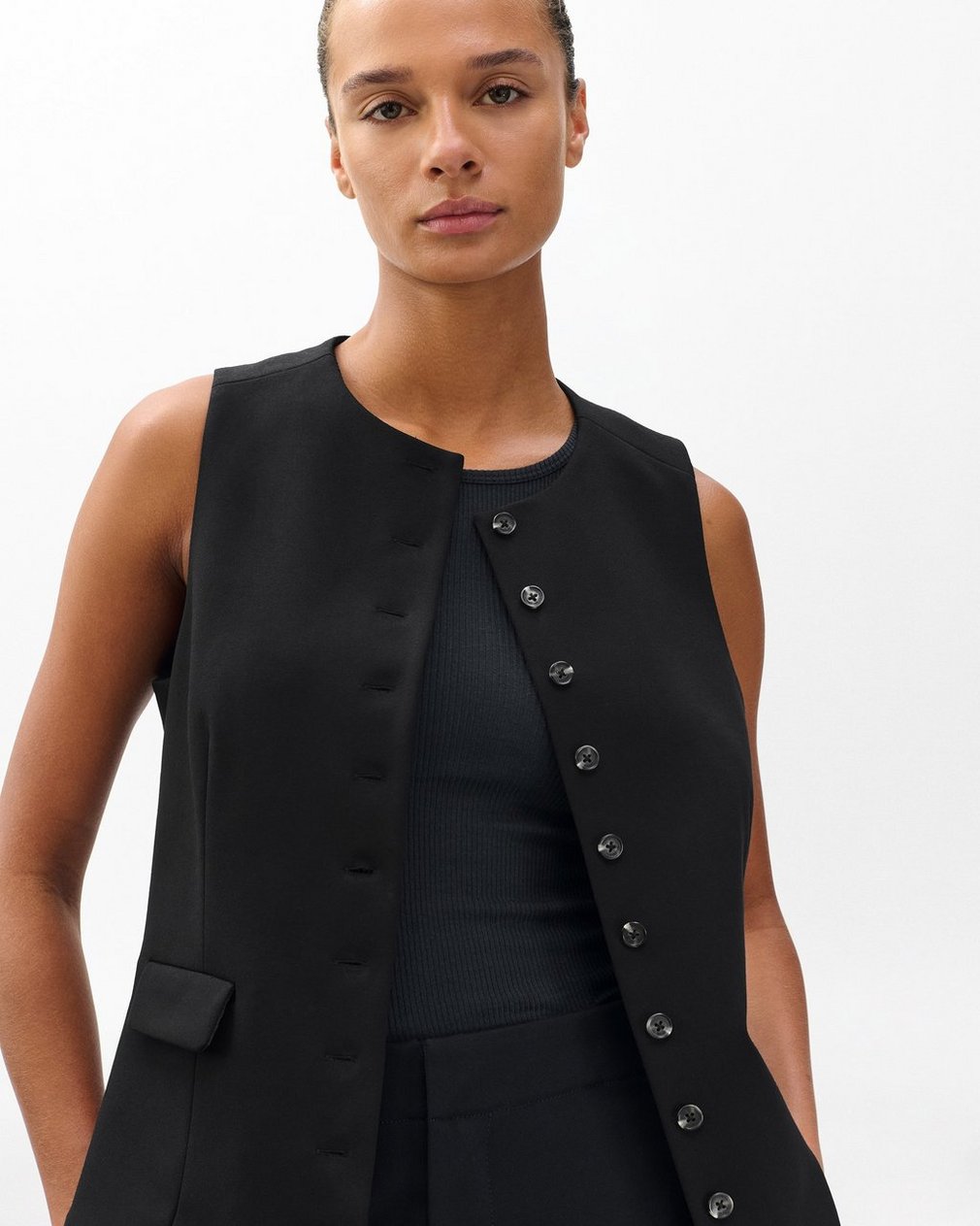 Irina Long Vest Black - Image 3