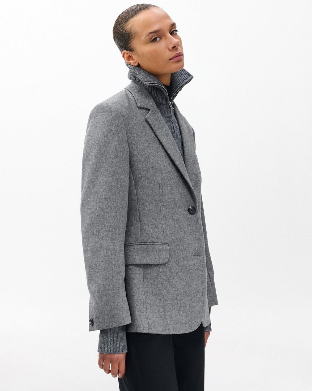 Frank Mixed-Media Blazer Grey