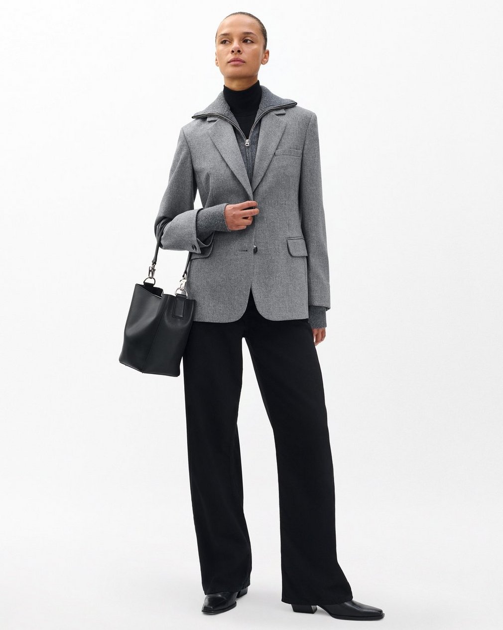 Frank Mixed-Media Blazer Grey - Image 3