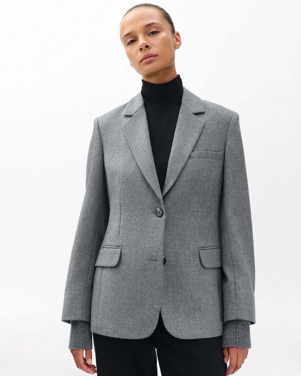 Frank Mixed-Media Blazer Grey - Image 4