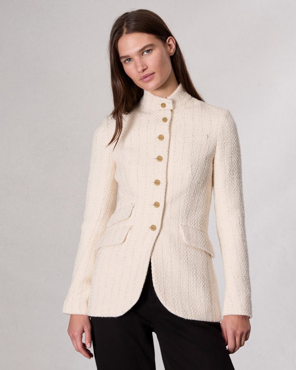 Slade Long Tweed Blazer Ivory