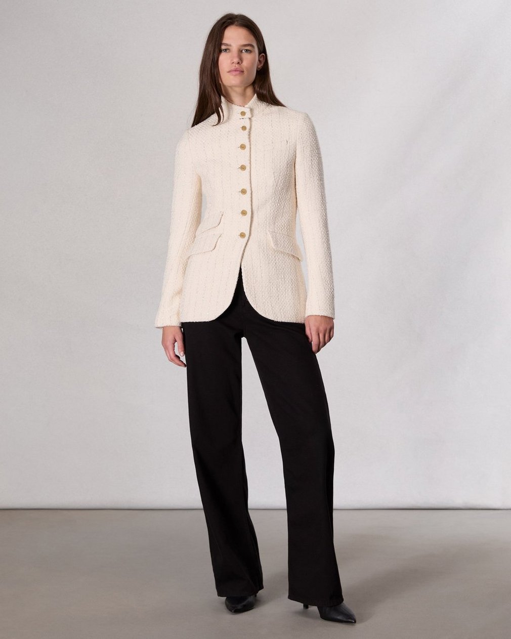 Slade Long Tweed Blazer Ivory - Image 3