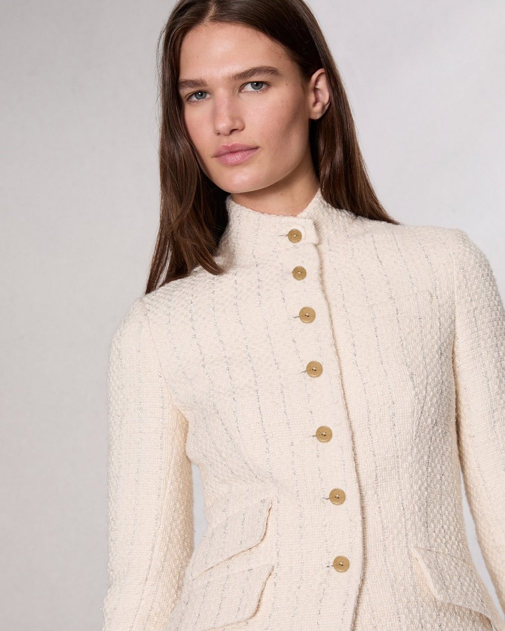 Slade Long Tweed Blazer Ivory - Image 4