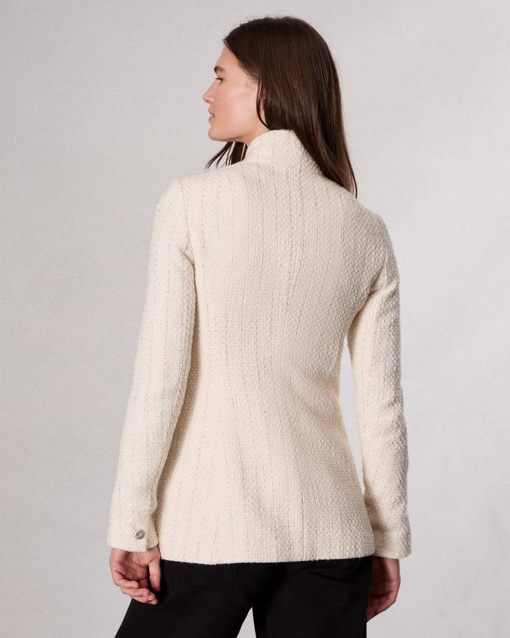 Slade Long Tweed Blazer Ivory - Image 6
