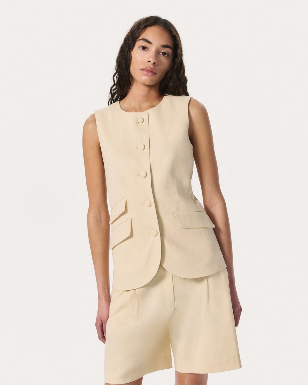 Slade Linen-Blend Vest Light Tan
