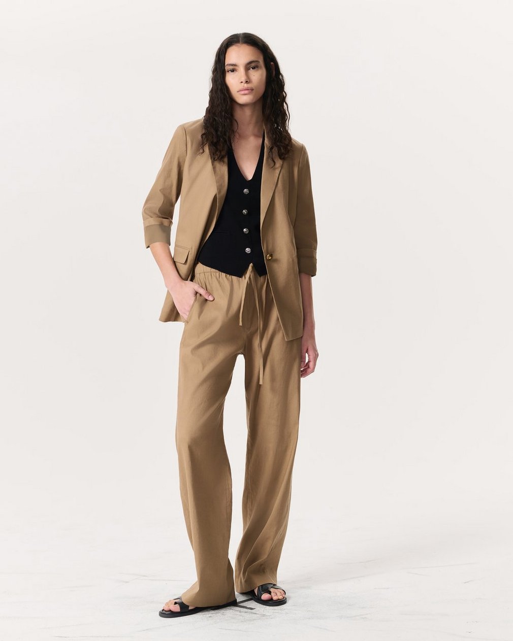 Jennie Linen-Blend Blazer Muted Brown - Image 4