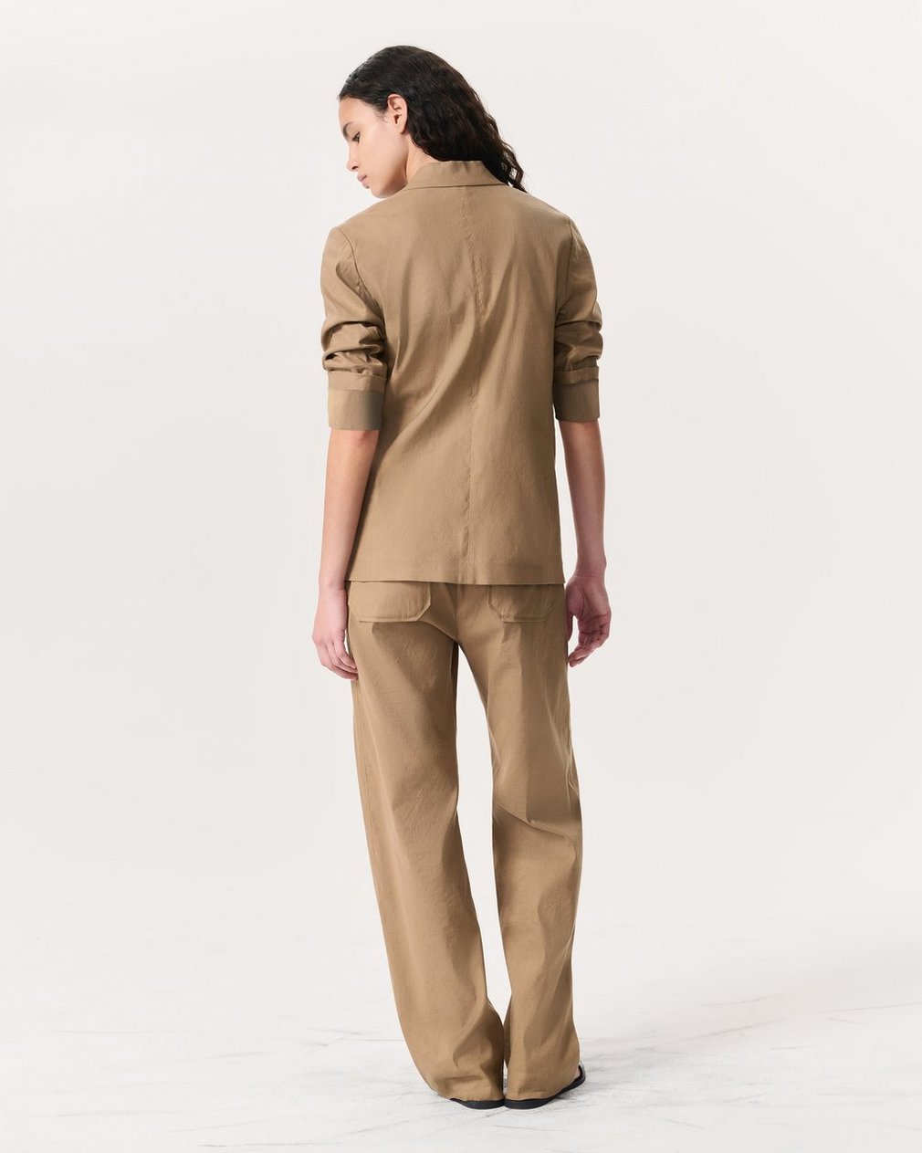 Jennie Linen-Blend Blazer Muted Brown - Image 5