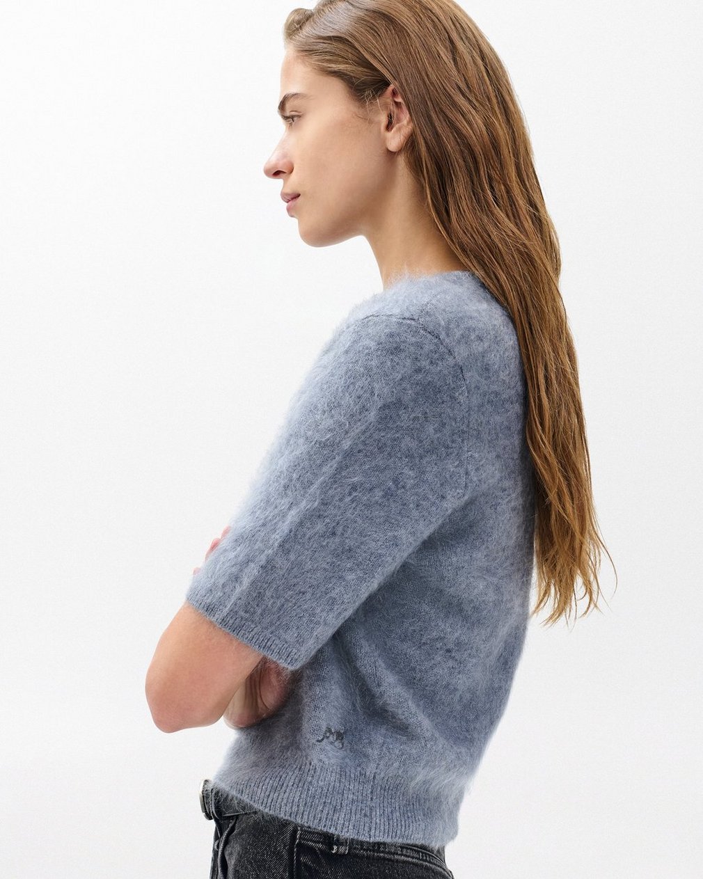 Jada Brushed Short-Sleeve Crewneck Heather Grey - Image 4