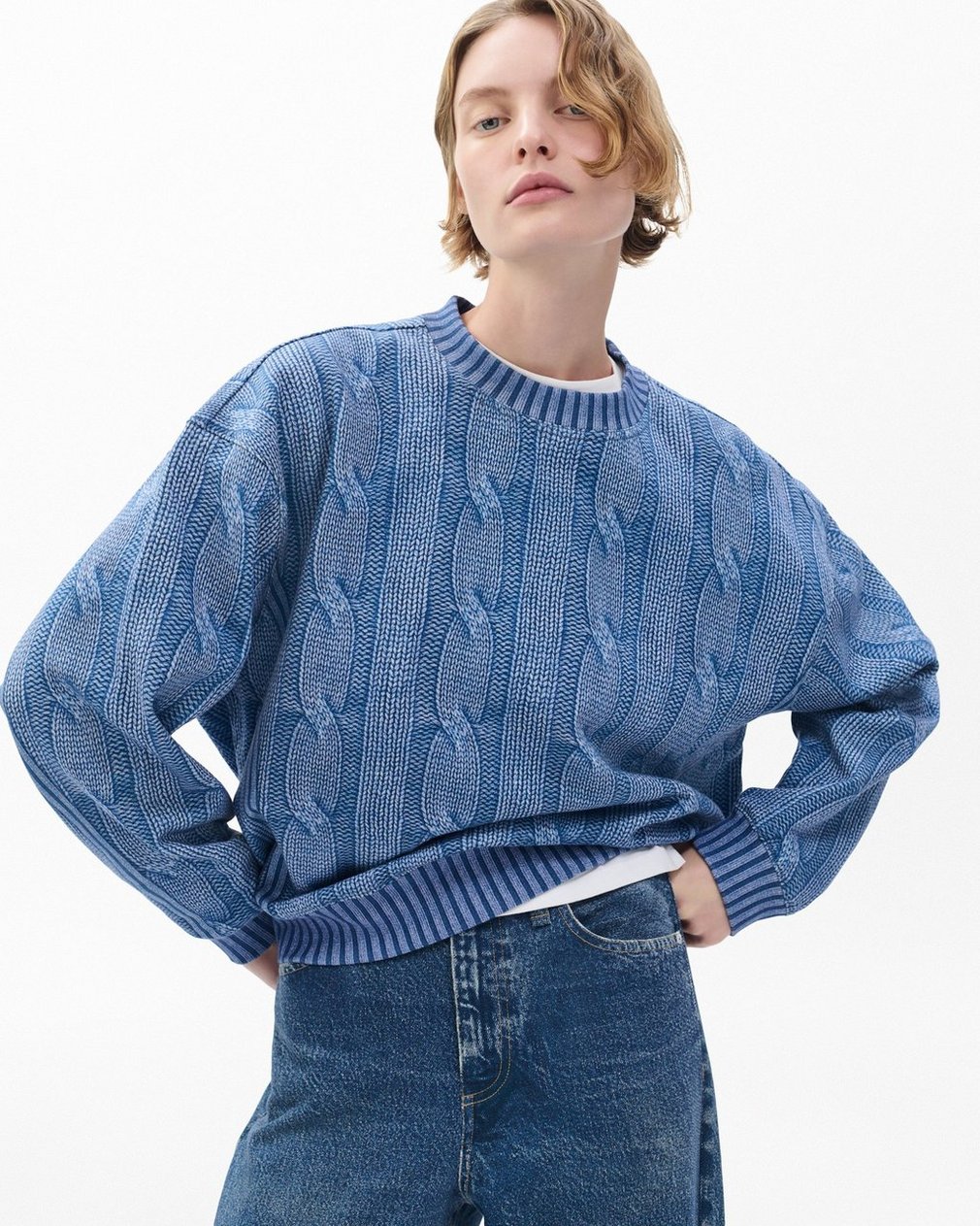 Miramar Cable-Effect Sweatshirt Indigo