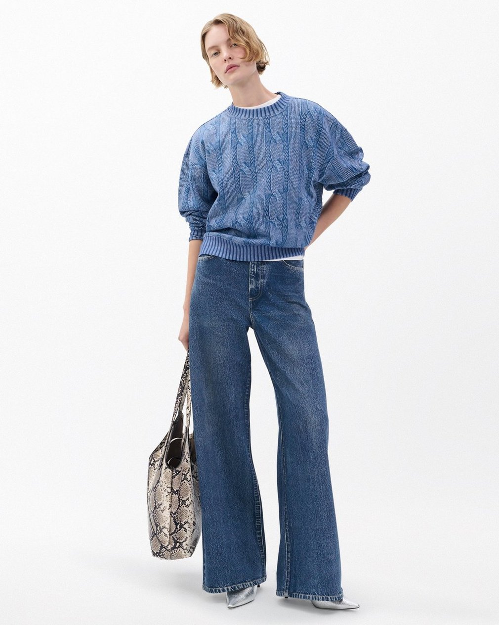 Miramar Cable-Effect Sweatshirt Indigo - Image 3