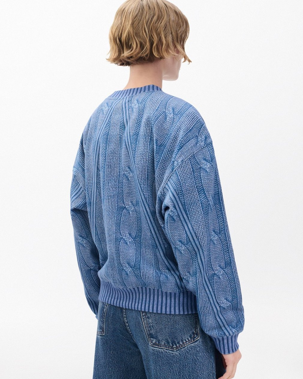 Miramar Cable-Effect Sweatshirt Indigo - Image 5