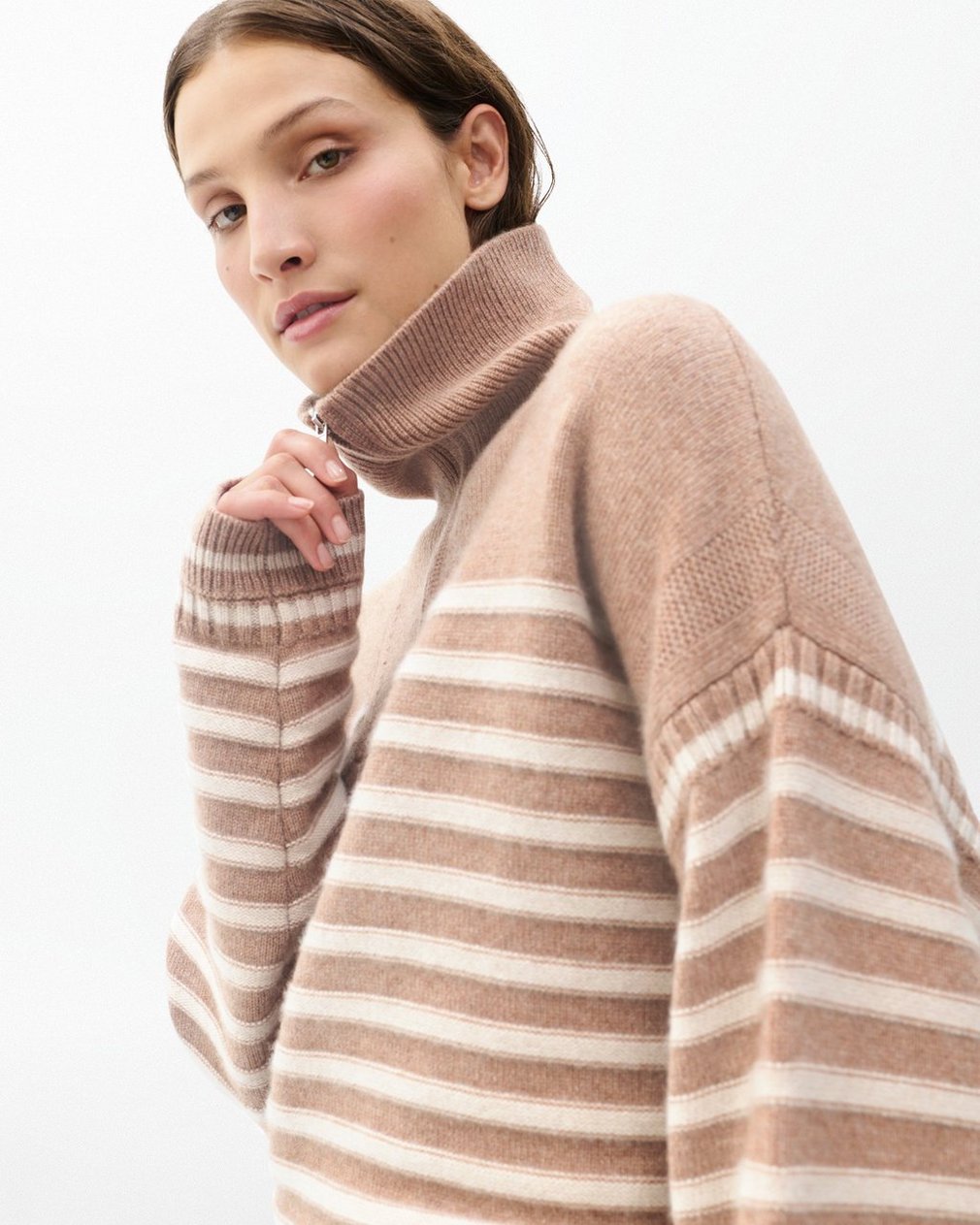 Raven Wool-Cashmere Half-Zip Sweater Camel - Image 4