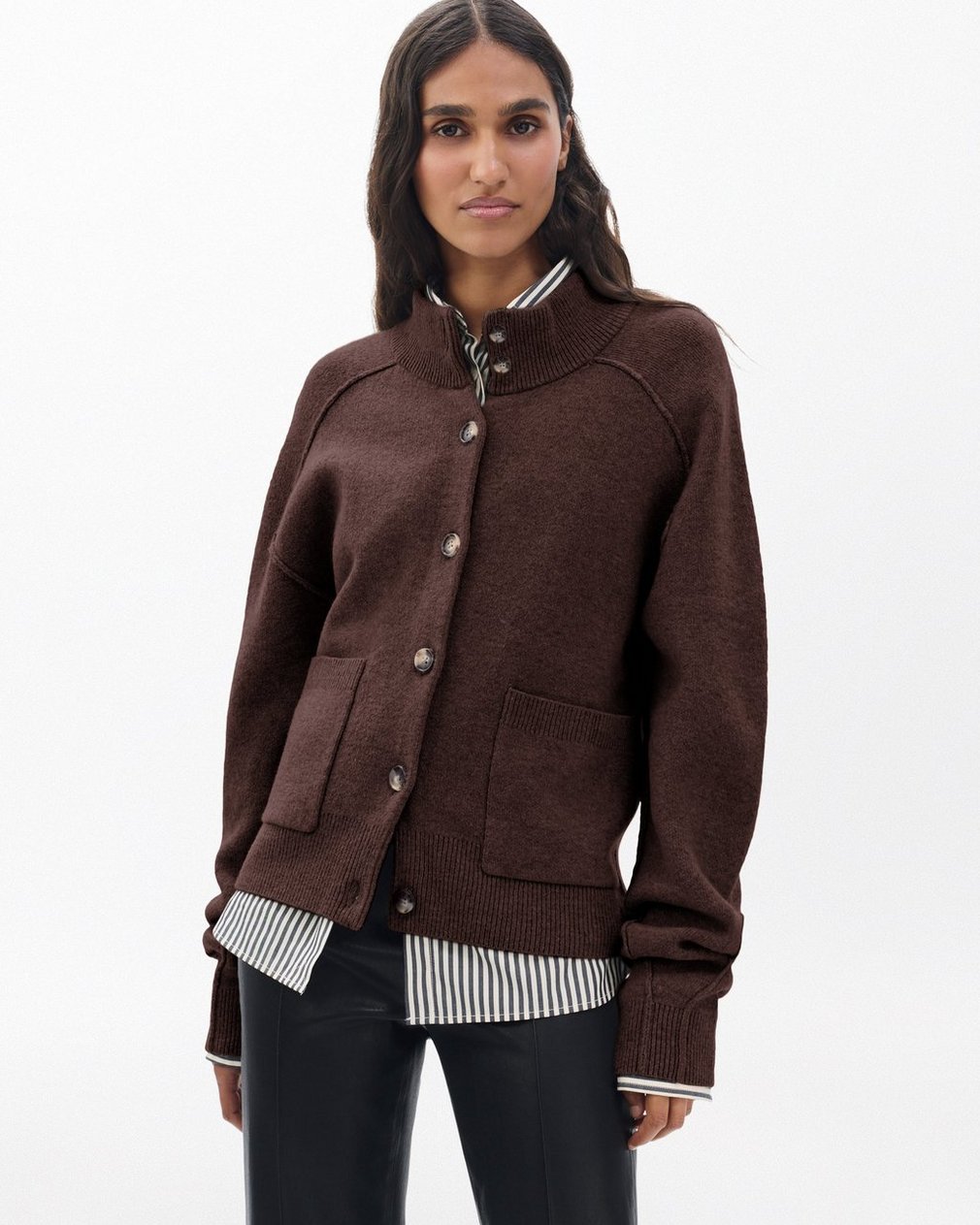 Bridget Mockneck Cardigan Brown