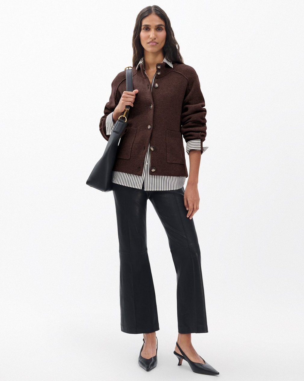 Bridget Mockneck Cardigan Brown - Image 3