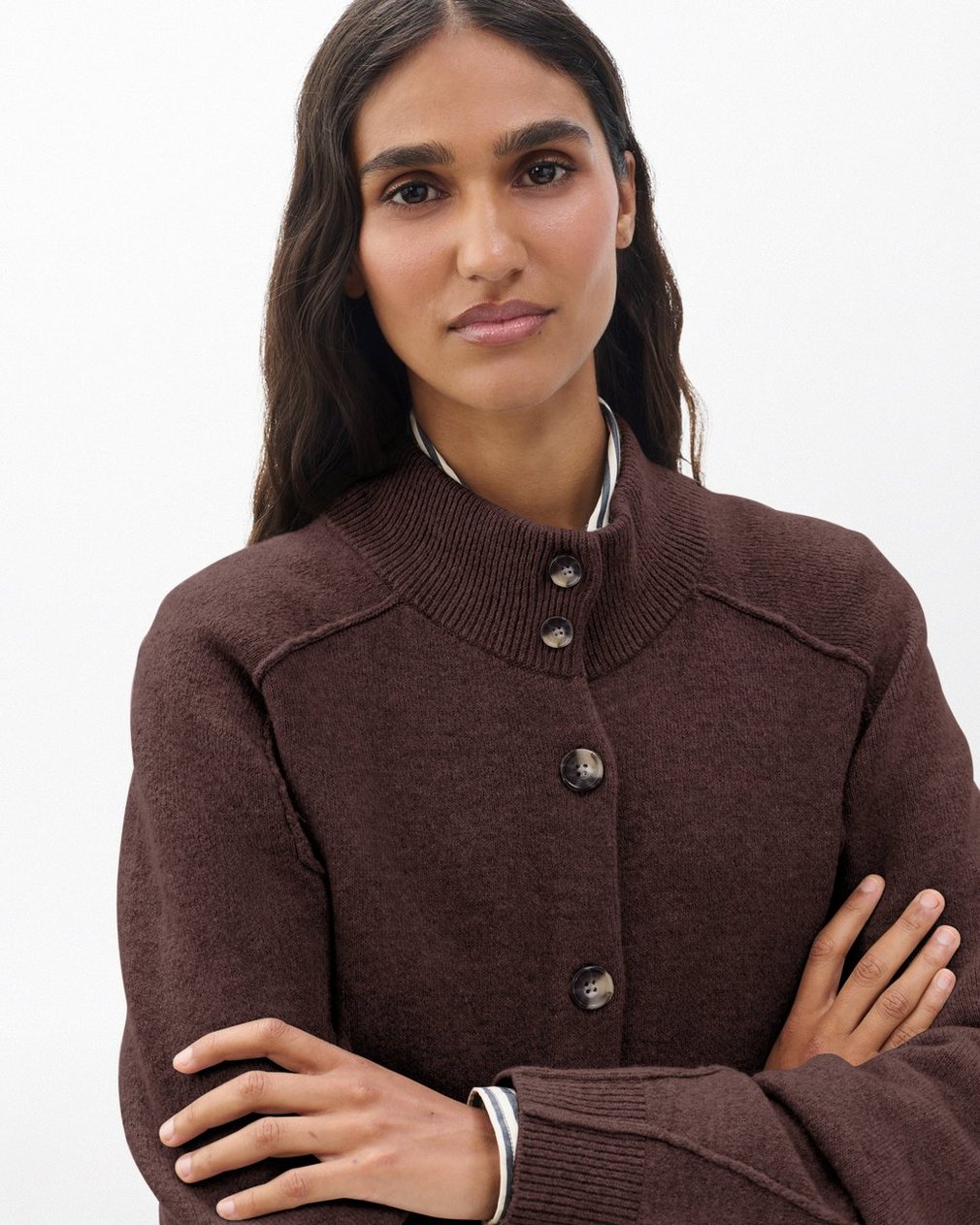 Bridget Mockneck Cardigan Brown - Image 4