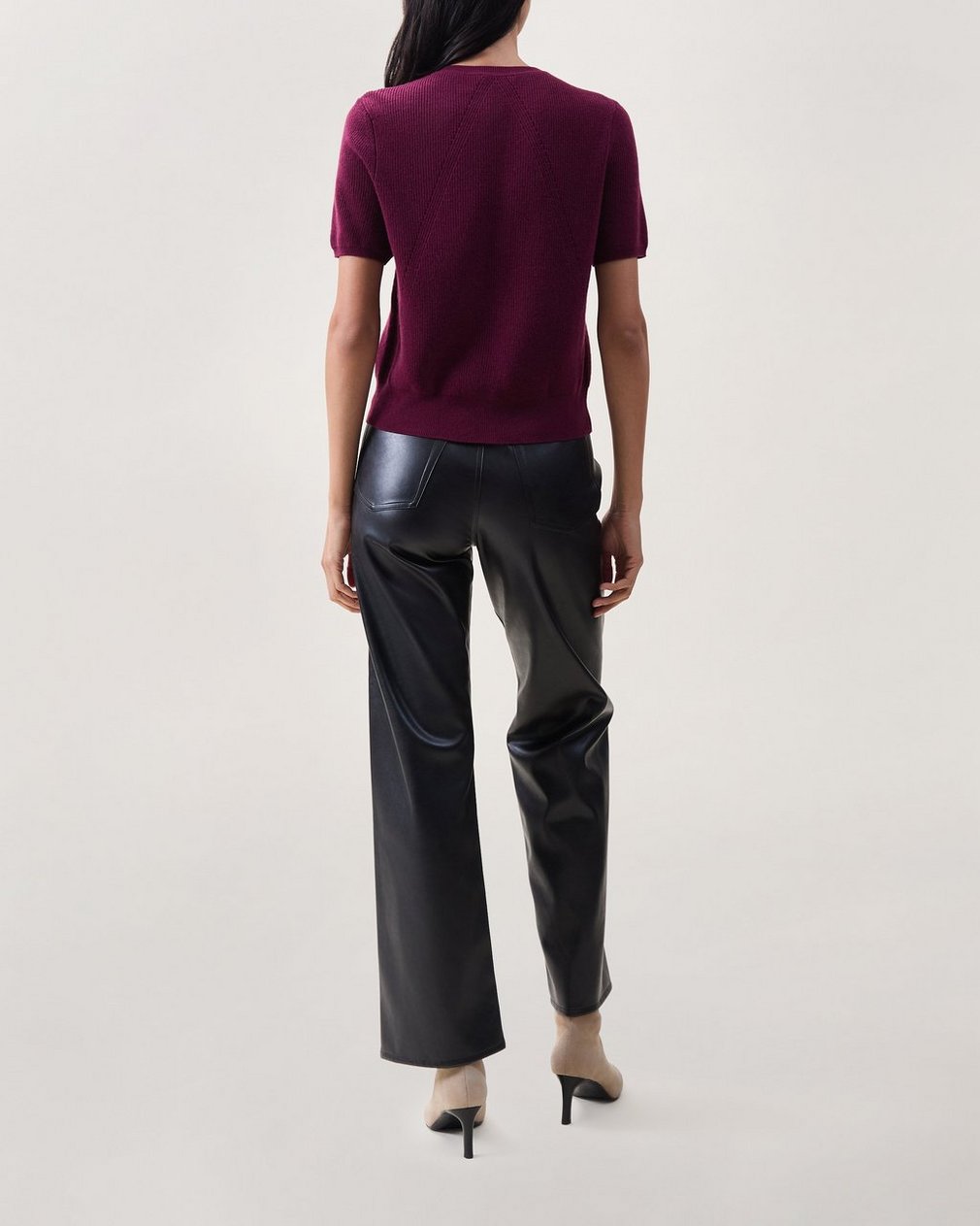 Michal Short-Sleeve Cardigan Dark Berry - Image 2