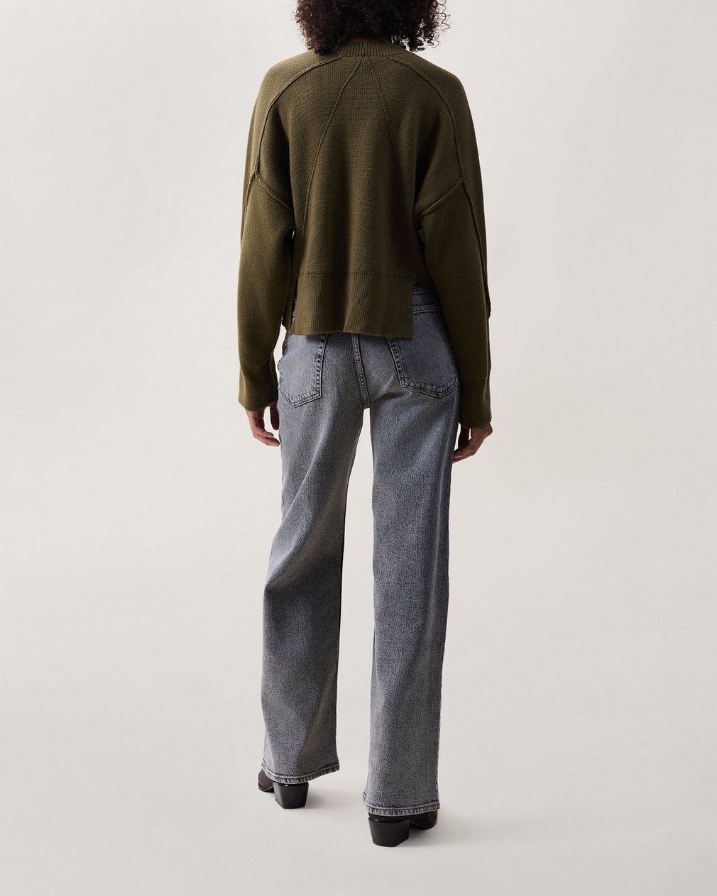 Lysa Cropped Sweater Olive - Image 2