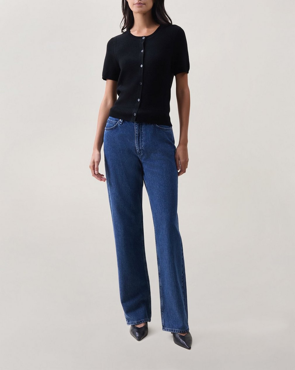Michal Short-Sleeve Cardigan Black
