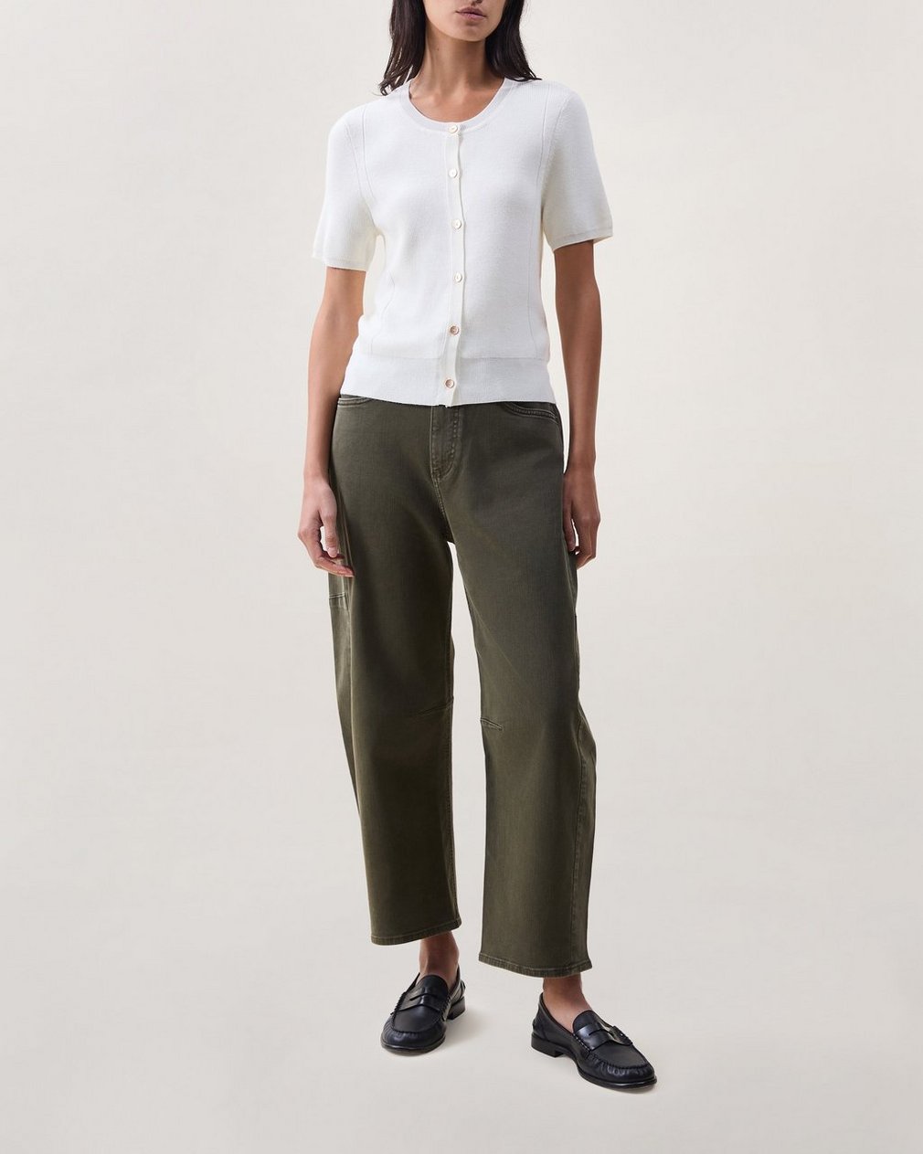 Michal Short-Sleeve Cardigan Chalk