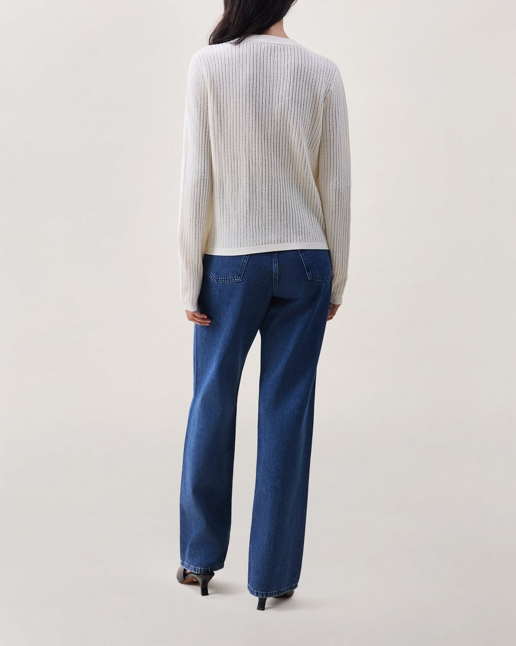 Vivi Open-Knit Cardigan Chalk - Image 2