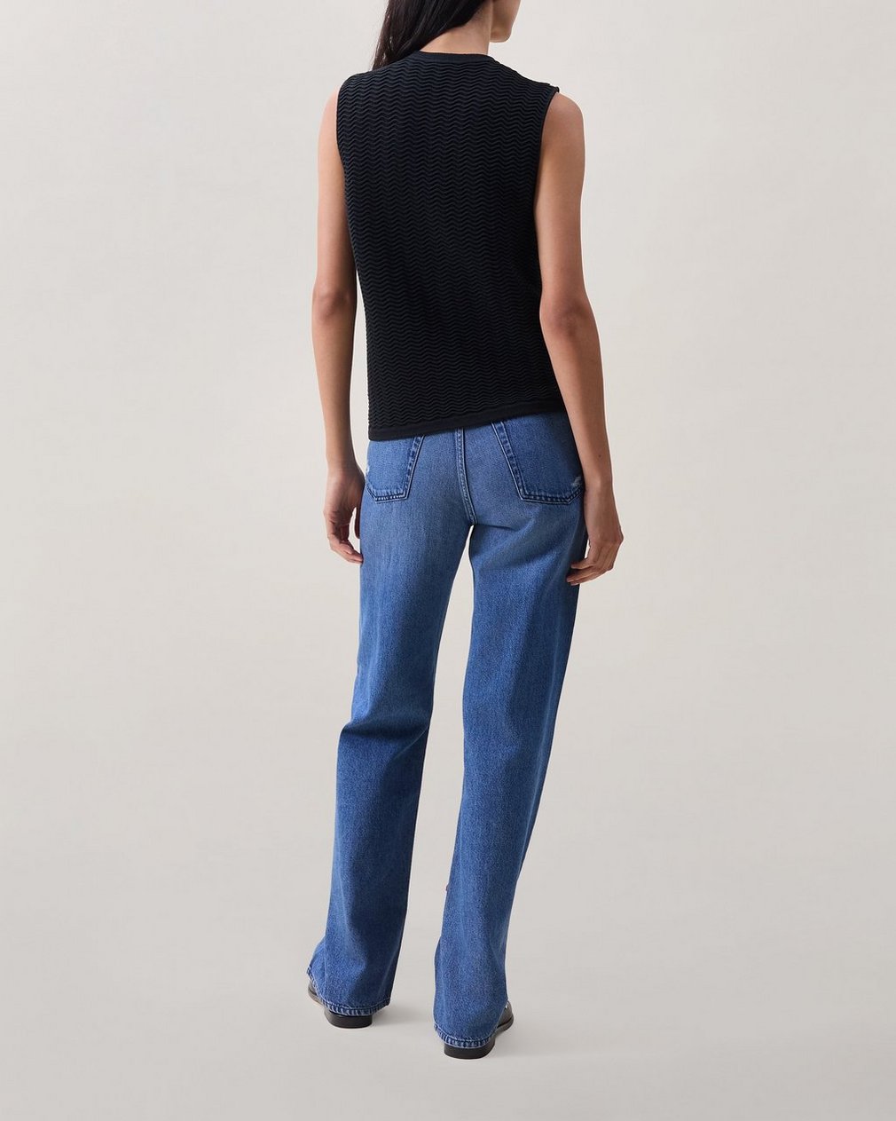 Vivi Open-Knit Cotton-Blend Vest Black - Image 2