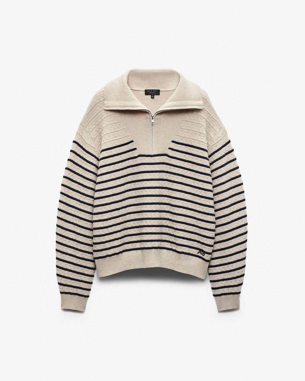 Natalia Cashmere Half-Zip Sweater Oatmeal Multi - Image 2