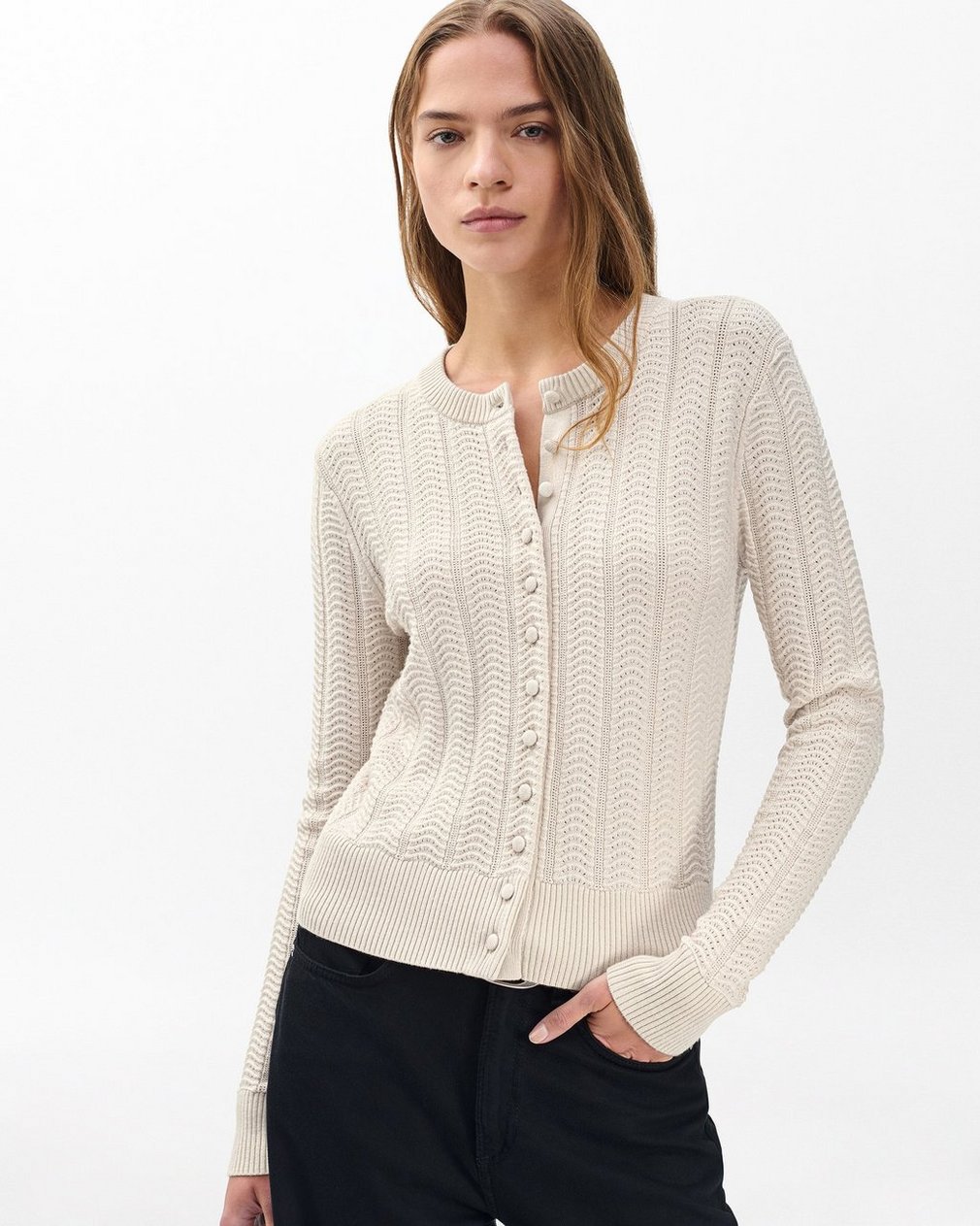 Francesca Wool-Blend Cardigan Oatmeal - Image 4