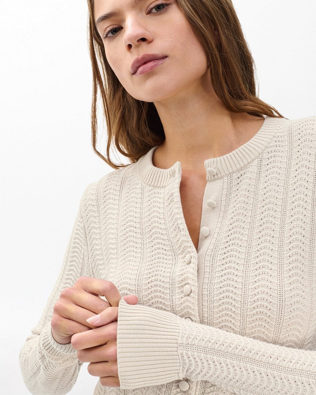 Francesca Wool-Blend Cardigan Oatmeal - Image 5