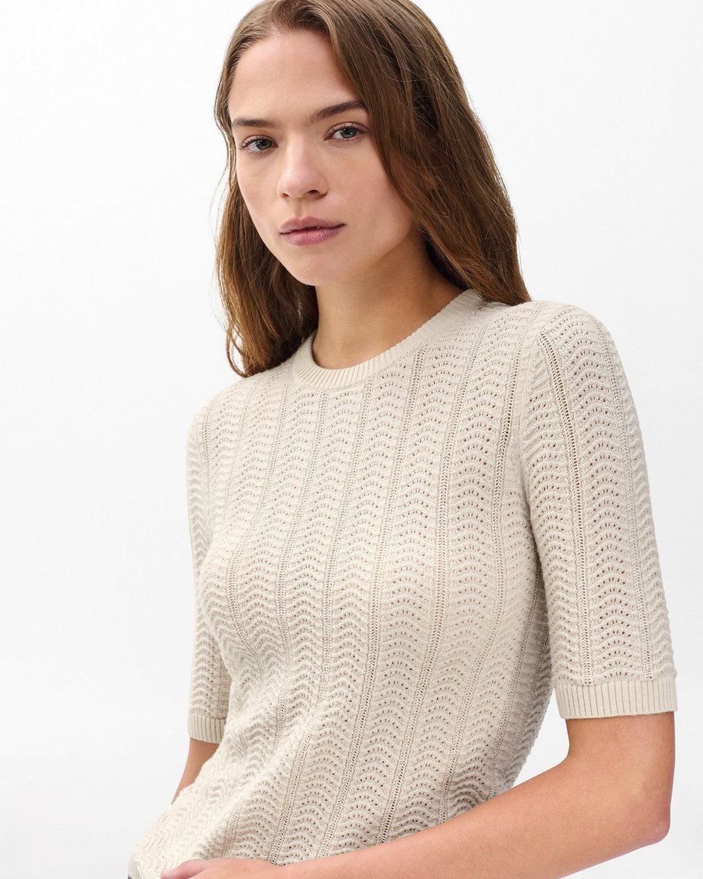 Francesca Merino Wool T Shirt Oatmeal - Image 4