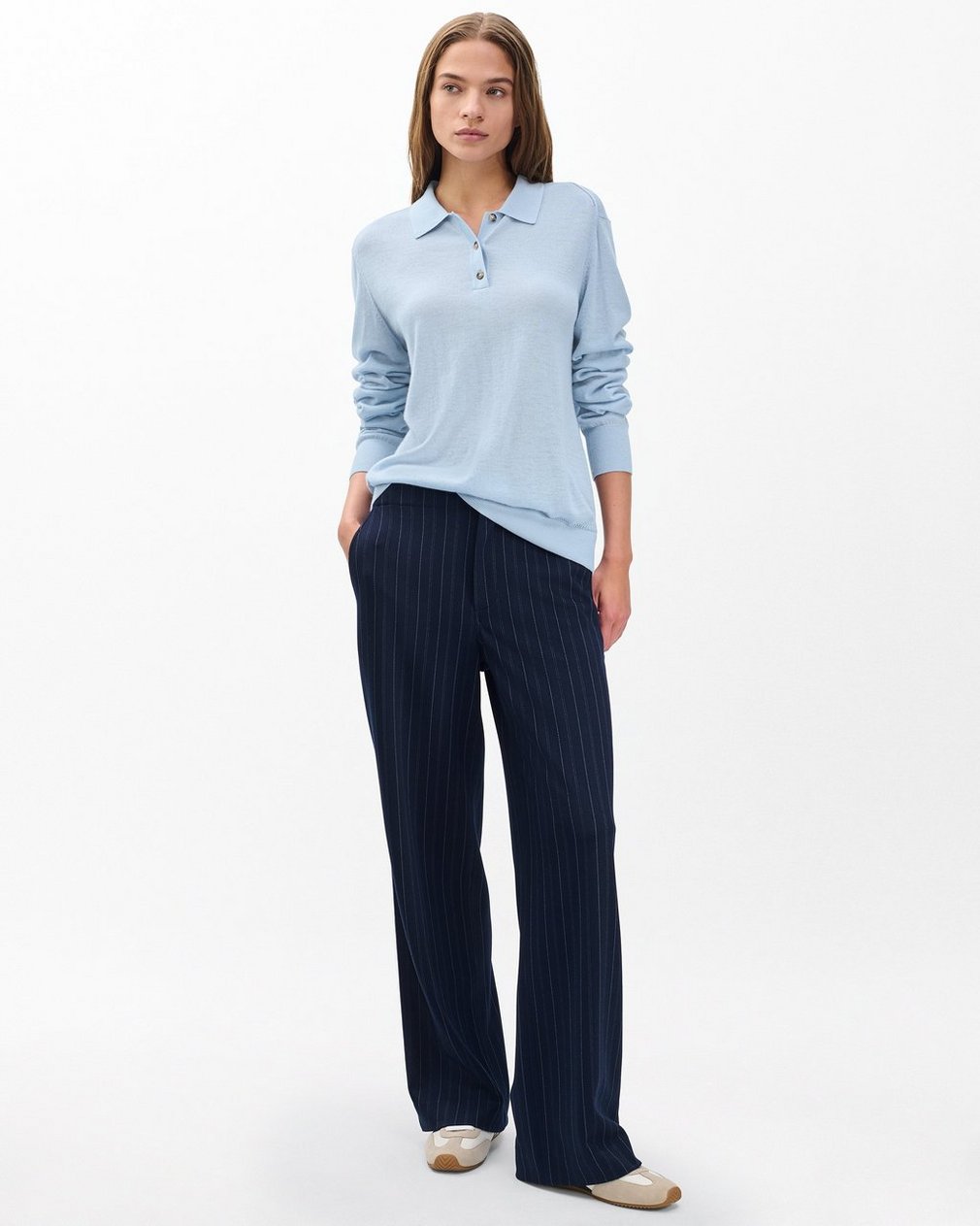 Adeline Lightweight Cashmere Polo Light Blue - Image 3