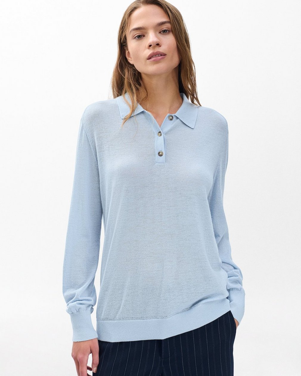 Adeline Lightweight Cashmere Polo Light Blue - Image 5