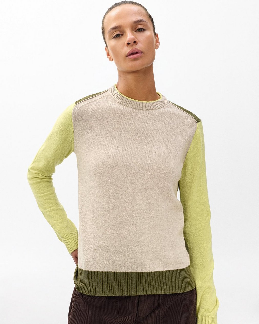 Taron Colorblock Wool Sweater Oatmeal Multi - Image 4