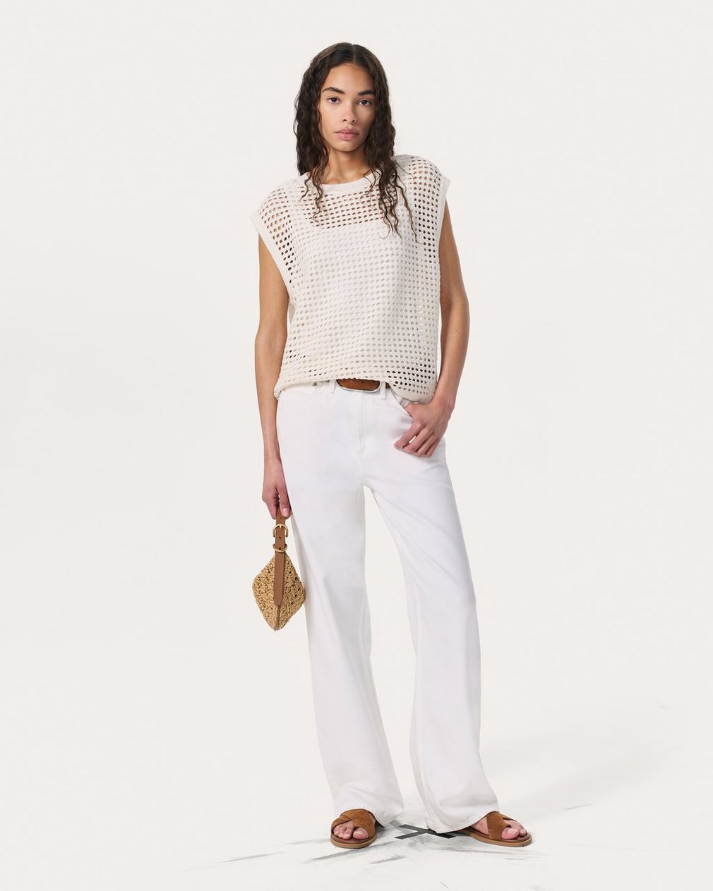 Ezra Open-Knit Vest White - Image 3