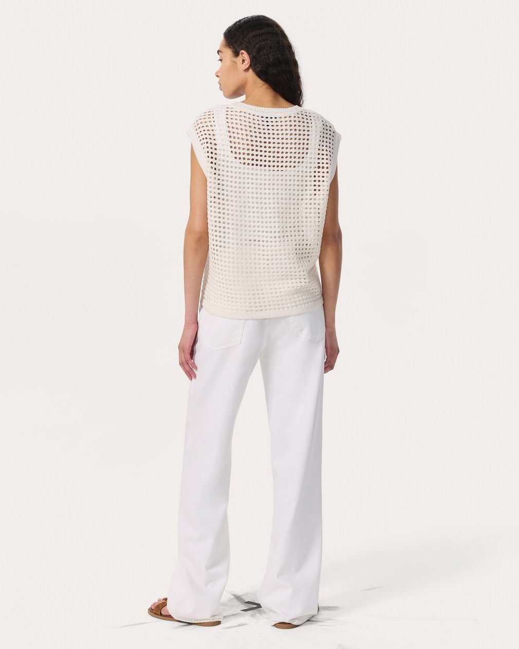 Ezra Open-Knit Vest White - Image 6