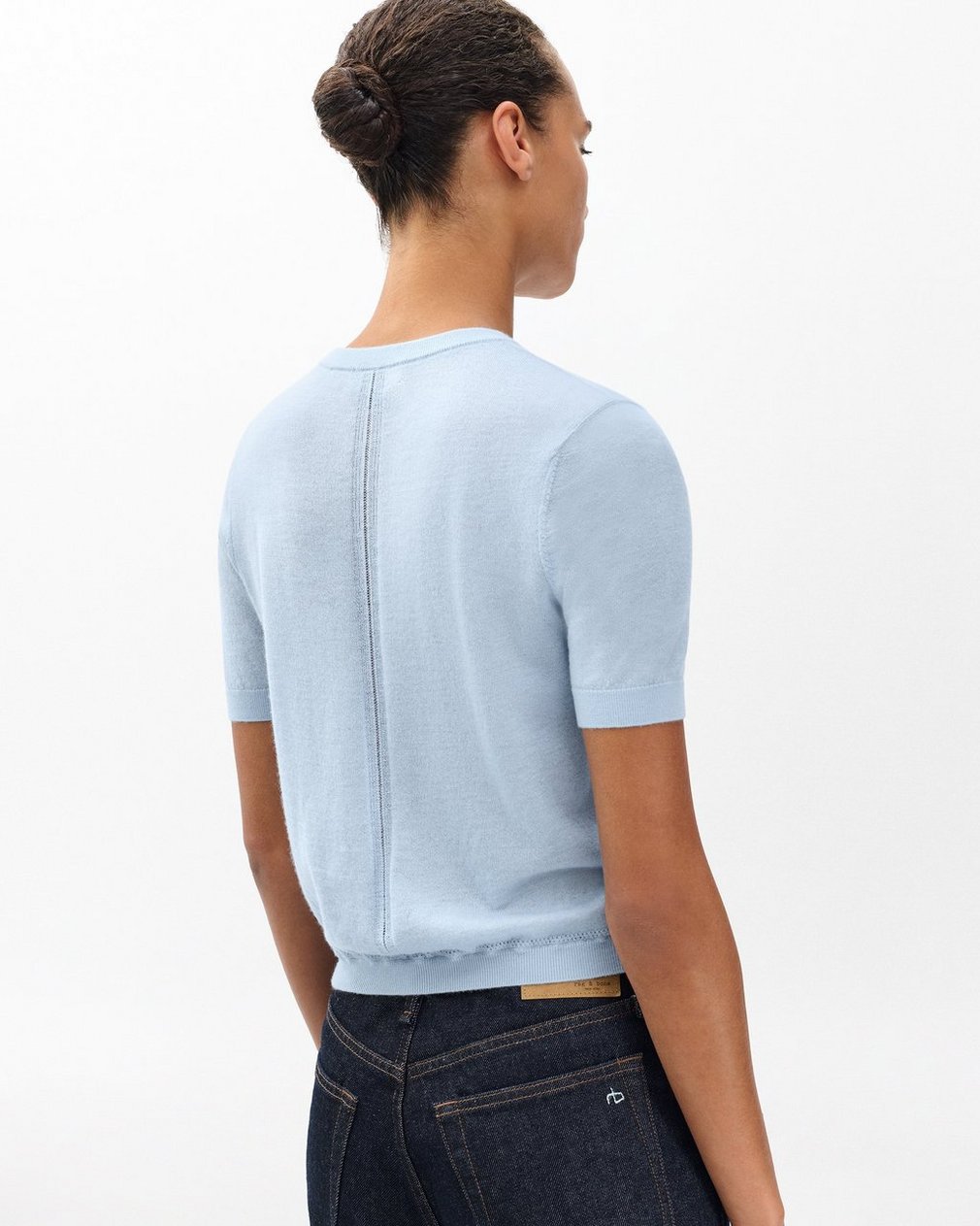 Adeline Lightweight Cashmere T Shirt Light Blue - Image 6