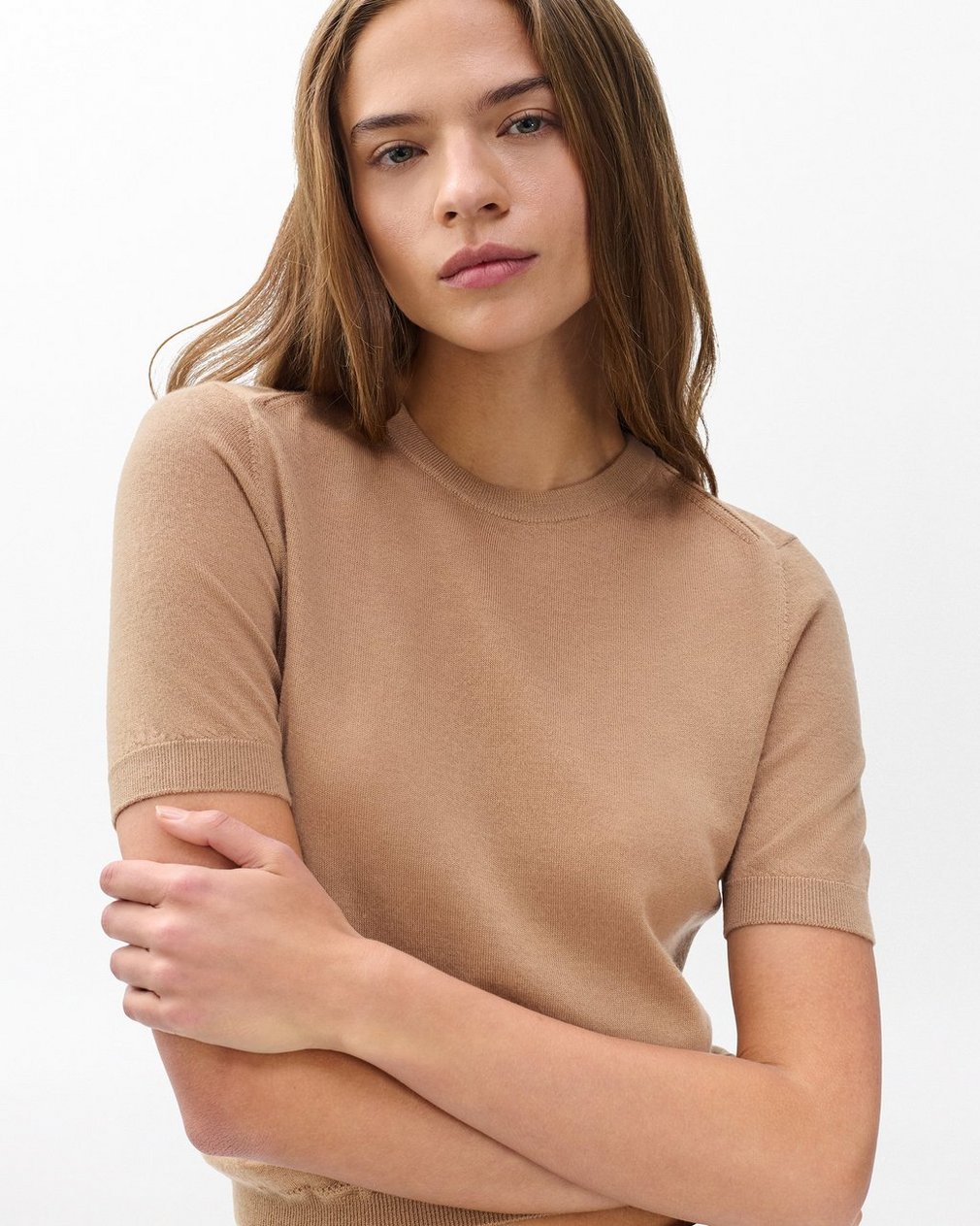 Adeline Lightweight Cashmere T Shirt Camel