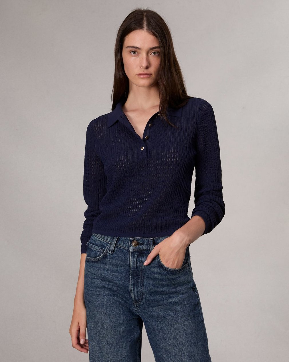 Viola Polo Sweater Indigo