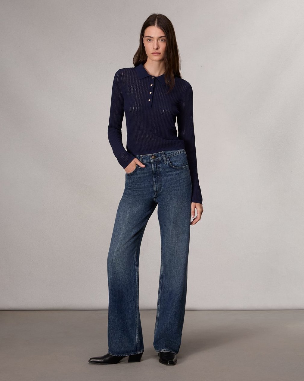 Viola Polo Sweater Indigo - Image 3