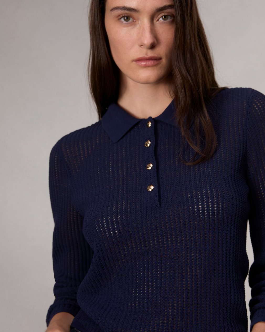 Viola Polo Sweater Indigo - Image 6