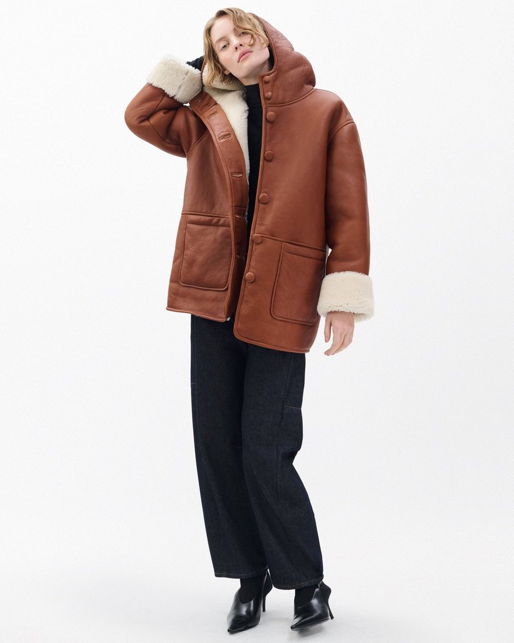 Jackie Shearling Coat Cognac