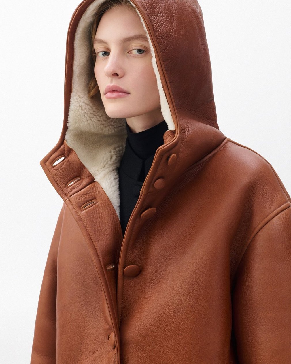 Jackie Shearling Coat Cognac - Image 3