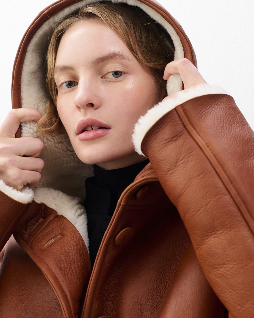 Jackie Shearling Coat Cognac - Image 4