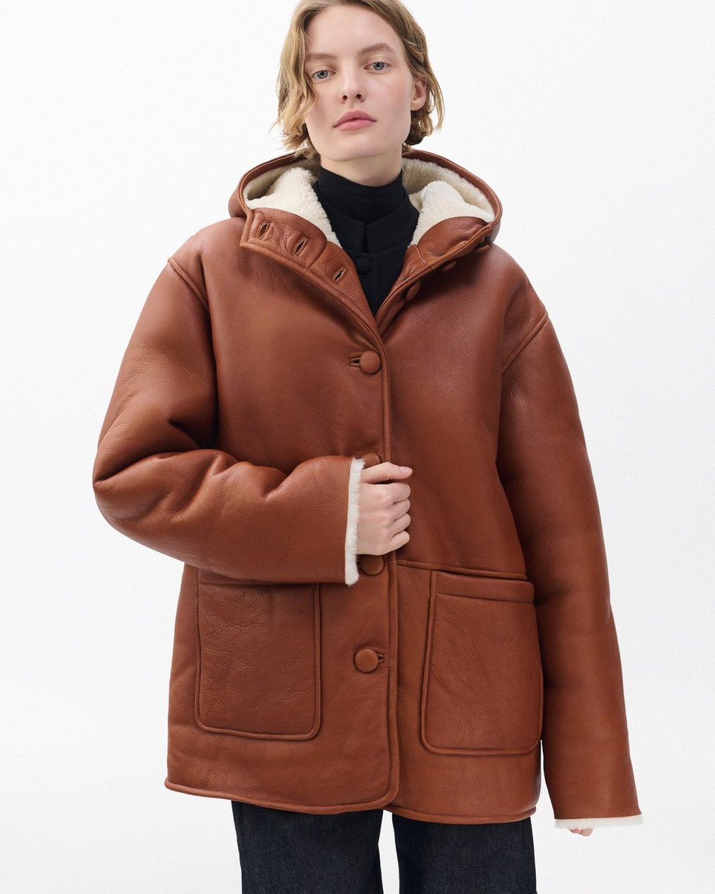 Jackie Shearling Coat Cognac - Image 6