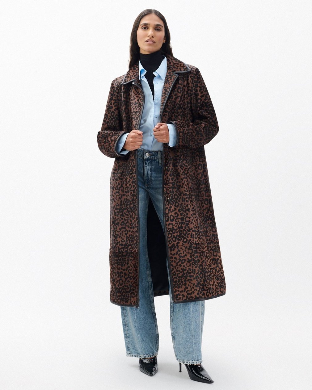 Isa Leopard-Print Calf Hair Coat Leopard Hair Calf